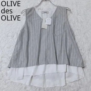 올리브 데 올리브 블라우스 택 포함 새상품 스트라이프 레이어드 그레이 F