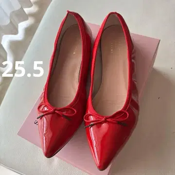 레드 스틸레토 플랫슈즈 25.5