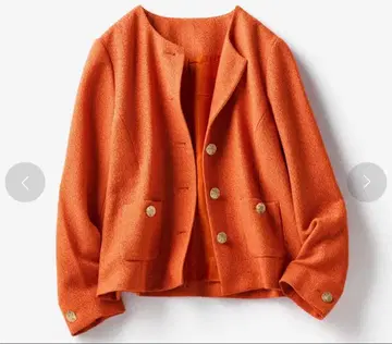 [ 미사용 ] DoCLASSE 슬라브 트위드 노카라 자켓 오렌지 13호