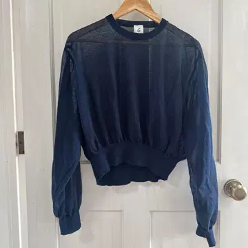 6 로쿠 roku 네이비 시스루 상의