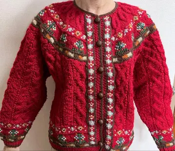 누가 슈가 손뜨개질 래글런 소매 가디건 빨간색