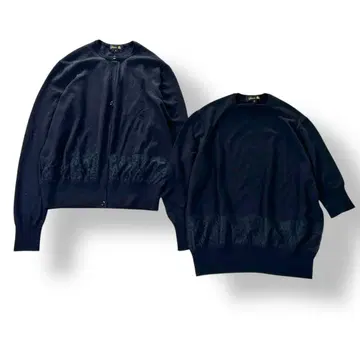 드로어 DRAWER 레이스 니트 가디건 앙상블 블랙