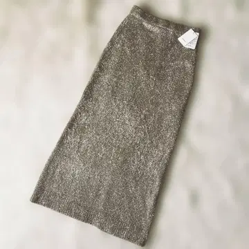 [택 포함 새상품] Louere 루엘레 샤기 니트 펜슬 스커트 라메 L
