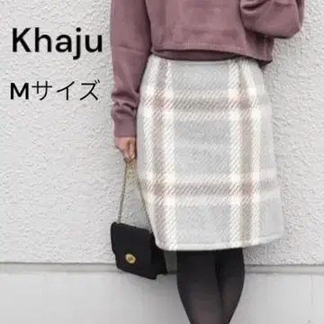 새상품 택 포함 카 스커트 무릎 기장 M 사이즈 체크 무늬