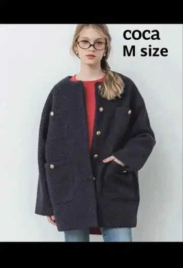 coca 코카 푸들 보아 노카라 코트 네이비 M