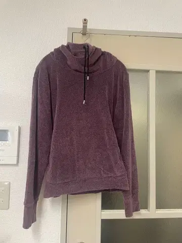 hatra 파일 원단 후드 부착 후드티 보라색