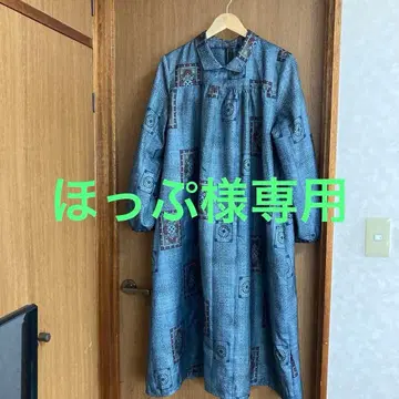 실크 오시마 명주 가슴 개더 A라인 원피스