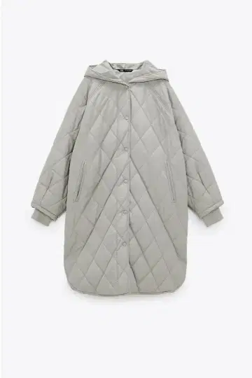 ZARA 오버 사이즈 퀼팅 코트 라이트 그레이
