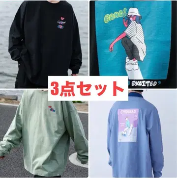 3종 세트 백 프린트 롱T