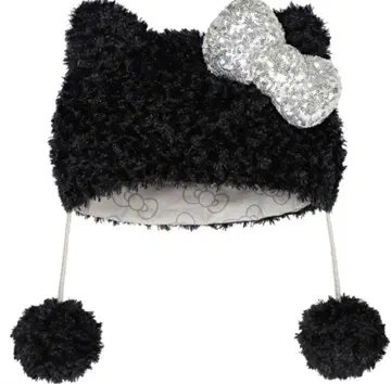 USJ 헬로키티 키티 폼폼 포함 햇 팬캡 블랙 실버