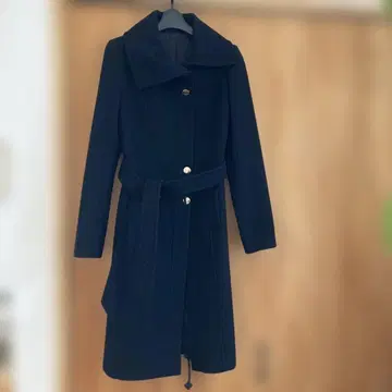 블랙 벨트 롱 코트