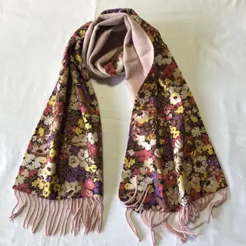 LIBERTY 리버티 캐시미어 혼방 머플러 (꽃무늬 핑크 계열 일본제)