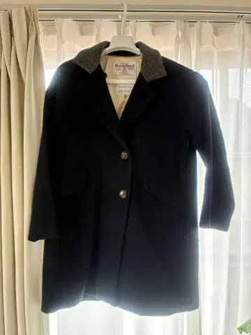 Harris Tweed 체스터 코트 네이비