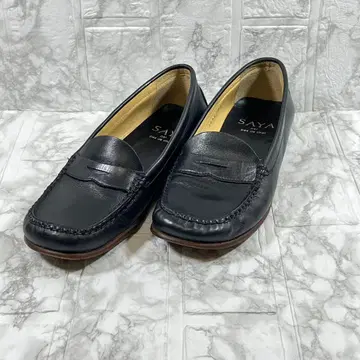 [ 새상품급 ] SAYA 사야 코인 로퍼 슬립온 천연 가죽 블랙 23cm