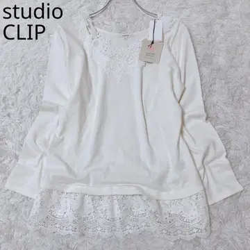 스튜디오 클립 긴팔 티셔츠 레이스 택 포함 새상품 아이보리 캐주얼 L