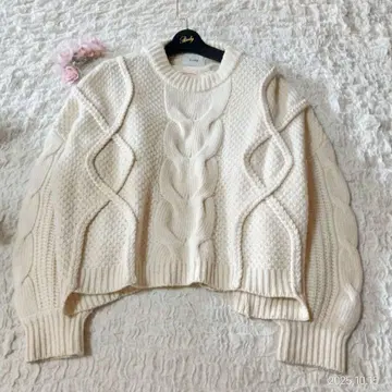 CLANE 3D 니트 아란 편직 리브 니트