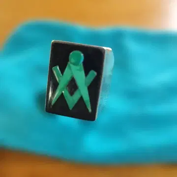 프리메이슨 실버 반지 블랙 그린