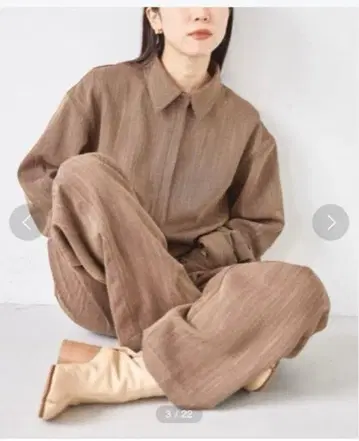 TODAYFUL 헤링본 셔츠 콤비 메종 점프수트 브라운 미사용 S