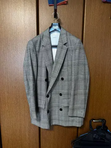 착용 5회 오버코트 더블 자켓 테일러드 글렌체크