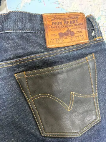 한정품 IRON HEART 21oz 스트레이트 데님 사이즈 W36