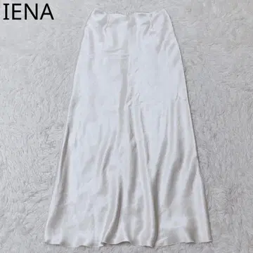 이에나 롱 스커트 더블 새틴 슬릿 페미닌 화이트 사이즈 36