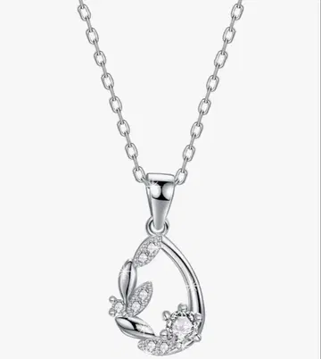 실버 925 잎 모티브 목걸이