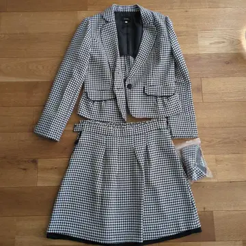 하운드 투스 패턴 자켓과 스커트 세트 15호