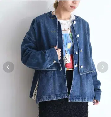 컨디션 최상 에이미 로우 데님 자켓 베스트 세트