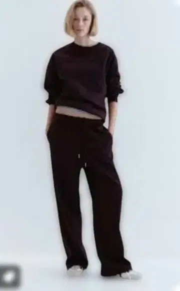 [ H&M ] 스웨트 세트 다크 브라운 기모 L