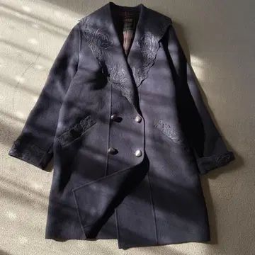 산마리노 san marino 캐시미어 코트 레이스 자수 롱 코트