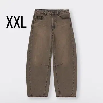 GU 배럴 레그 진 B+EC (짧은 기장) 브라운 데님 팬츠 XXL