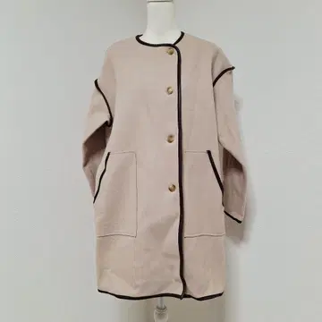 Wcloset 파이핑 롱 코트 [ F ] 긴팔 아우터 베이지