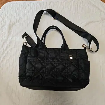 블랙 나일론 퀼팅 숄더백