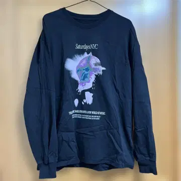 SATURDAYS NYC 그래픽 긴팔 티셔츠 S 네이비