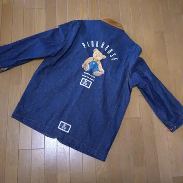 핑크하우스 오버롤 곰 자수