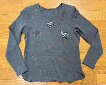 이타리야 goji 동물 자수 그레이 긴팔 니트