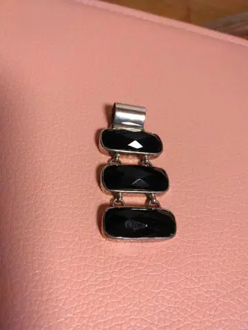 UC 실버 925 오닉스 3연 목걸이 펜던트 탑