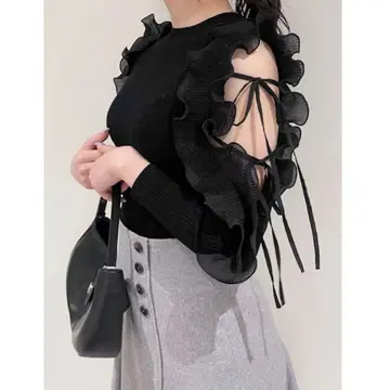 SNIDEL 스나이델 프릴 슬리브 니트 풀오버 정품