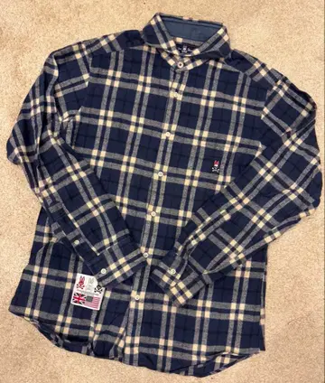 사이코 버니 네이비 체크 플란넬 셔츠 L 사이즈
