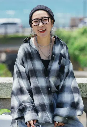 be with M Misayo 컬러풀 체크 셔츠 모노톤