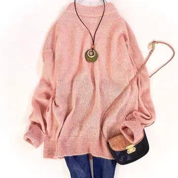 새상품급 데미룩스 빔즈 모헤어 모크넥 니트 정가 2.5만 핑크