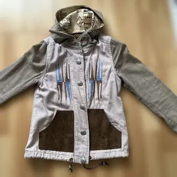 자수 들어간 핑크 베이지 데님 자켓