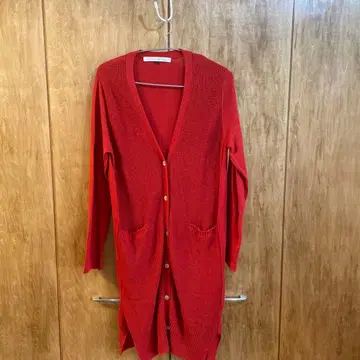 LILASIC RED 빨간색 롱 가디건 허리 커버 환절기 최적! 미사용품