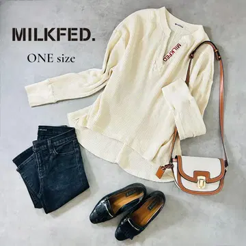 MILKFED. 와플 롱 T 여성용 루즈핏 면 100% 체형 커버