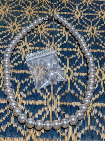 실버 펄 목걸이 귀걸이 세트