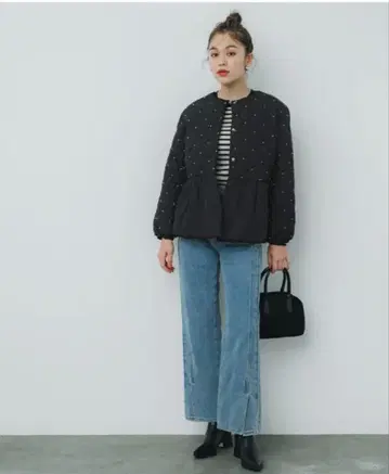 펄 퀼팅 다운 코트