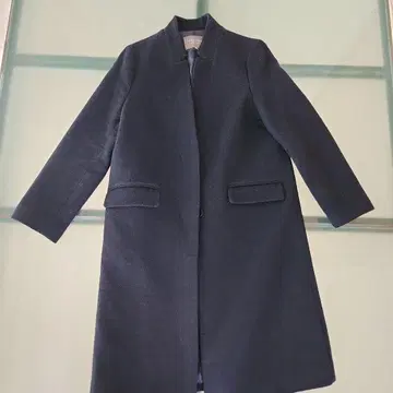 네이비 노카라 코트