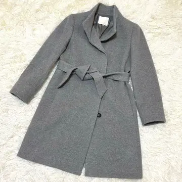 [ 새상품급 ] 자유구 캐시미어 혼방 코트 스탠드 카라 그레이 38 벨트