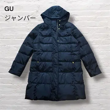 GU 블랙 코트/충전솜 80%, 다운 페더 20%/두꺼운 원단/골드 지퍼