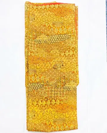 코몬 이중 기모노 주황색과 옐로우 컬러